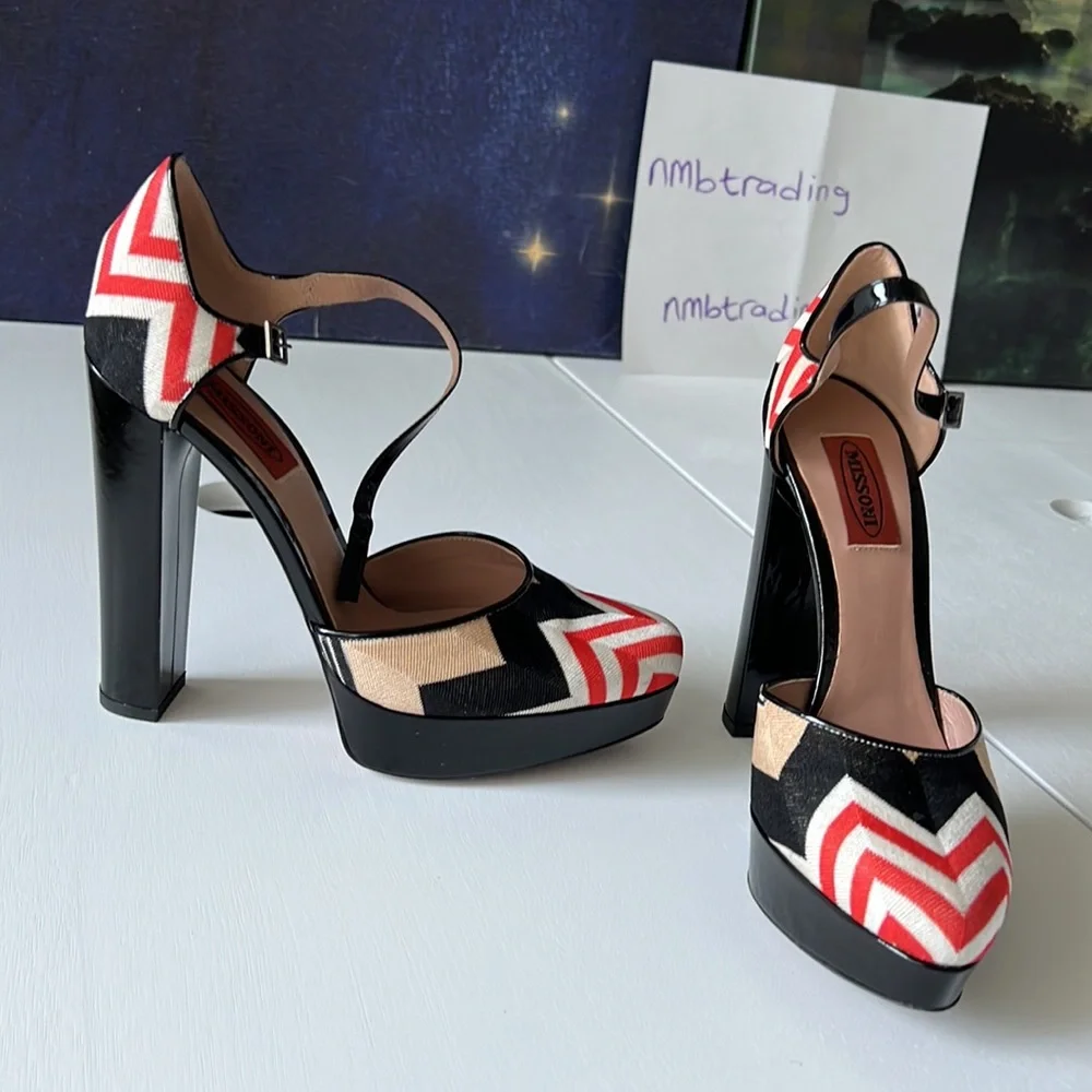 Missoni made in Italy high heeled size 7M(37) ankle a wrap Mary Jane shoes - Picture 10 of 16